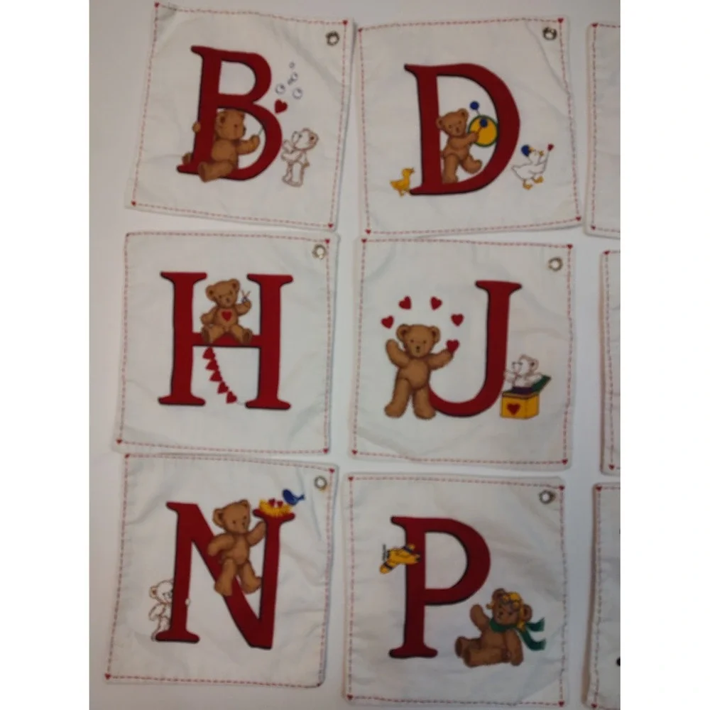 Vintage Cranston Red Very Important Bears Alphabet Squares Read A4